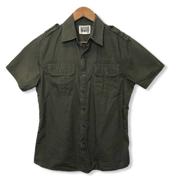 Converse | Green Short Sleeve Button Down Shirt - Picture 8 of 13